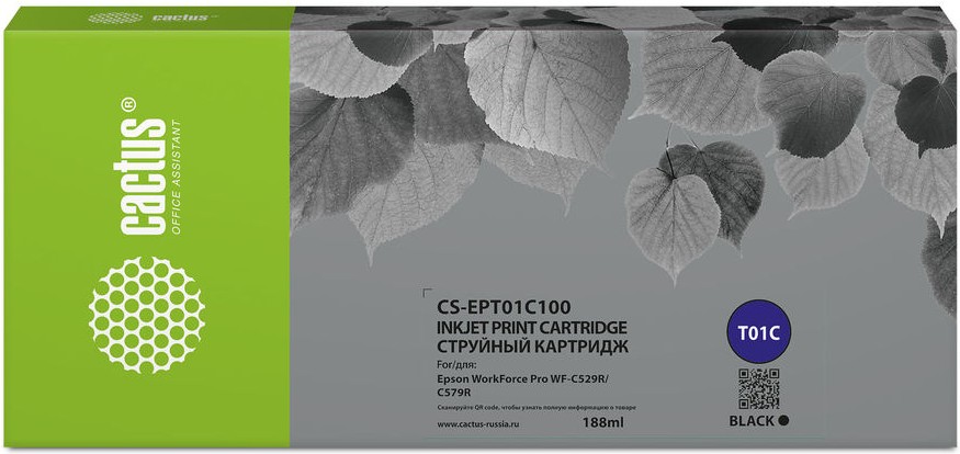 

Картридж струйный CACTUS CS-EPT01C100 T01C1 черный