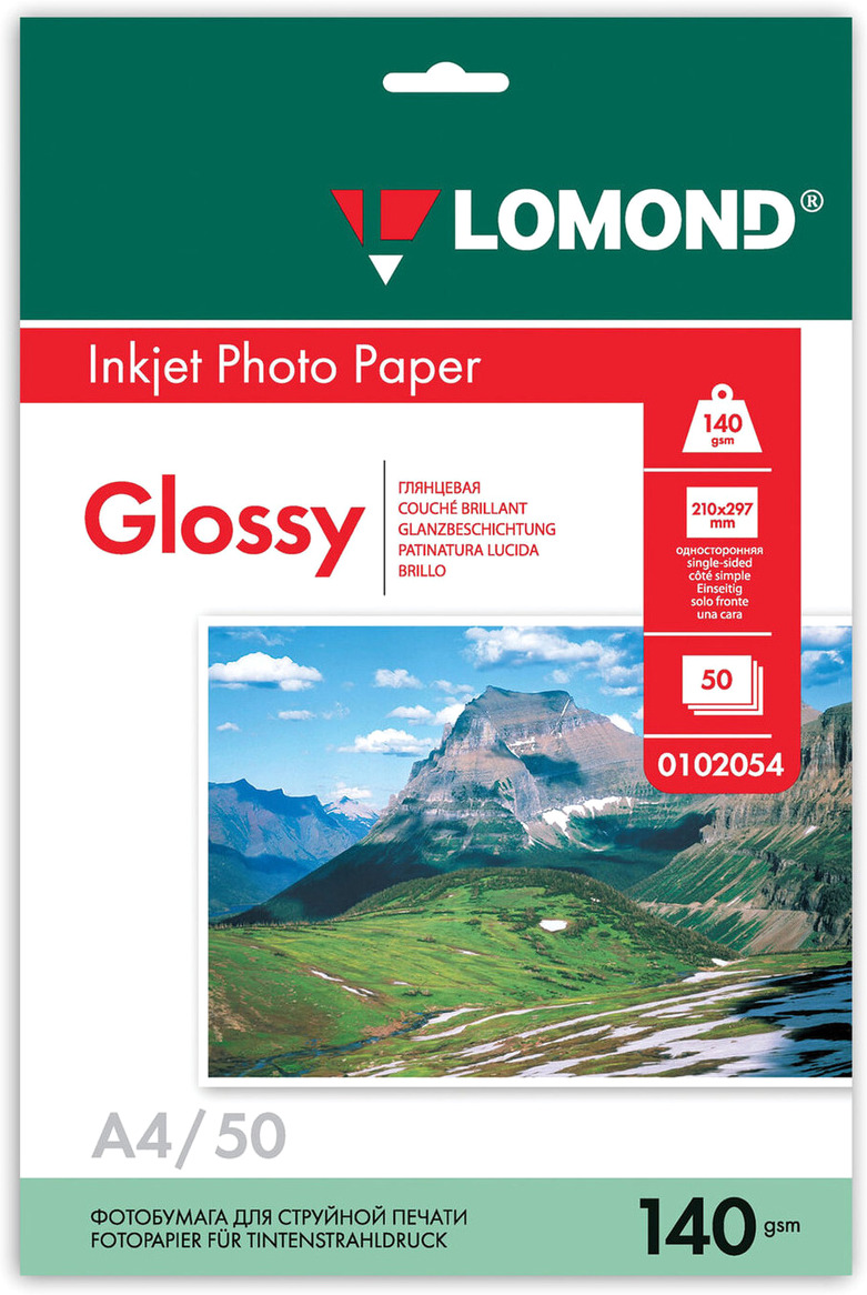 

Фотобумага Lomond Глянцевая A4 140 г/кв.м. 50 листов (0102054), (Фотобумага Lomond 0102054 A4/140г/м2/50л./белый глянцевое для струйной печати)