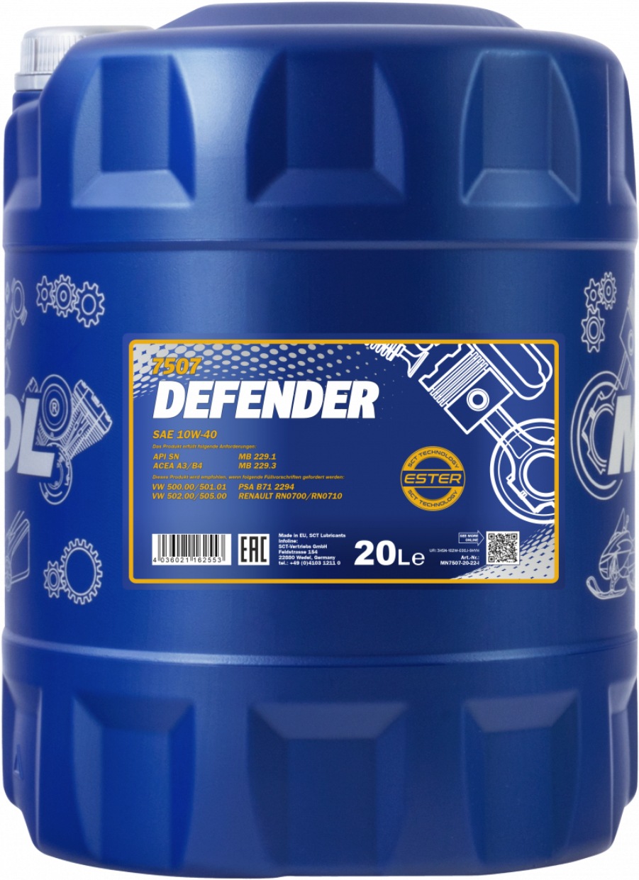 

Моторное масло Mannol Defender 10W40 SL/CF 20л (98516)