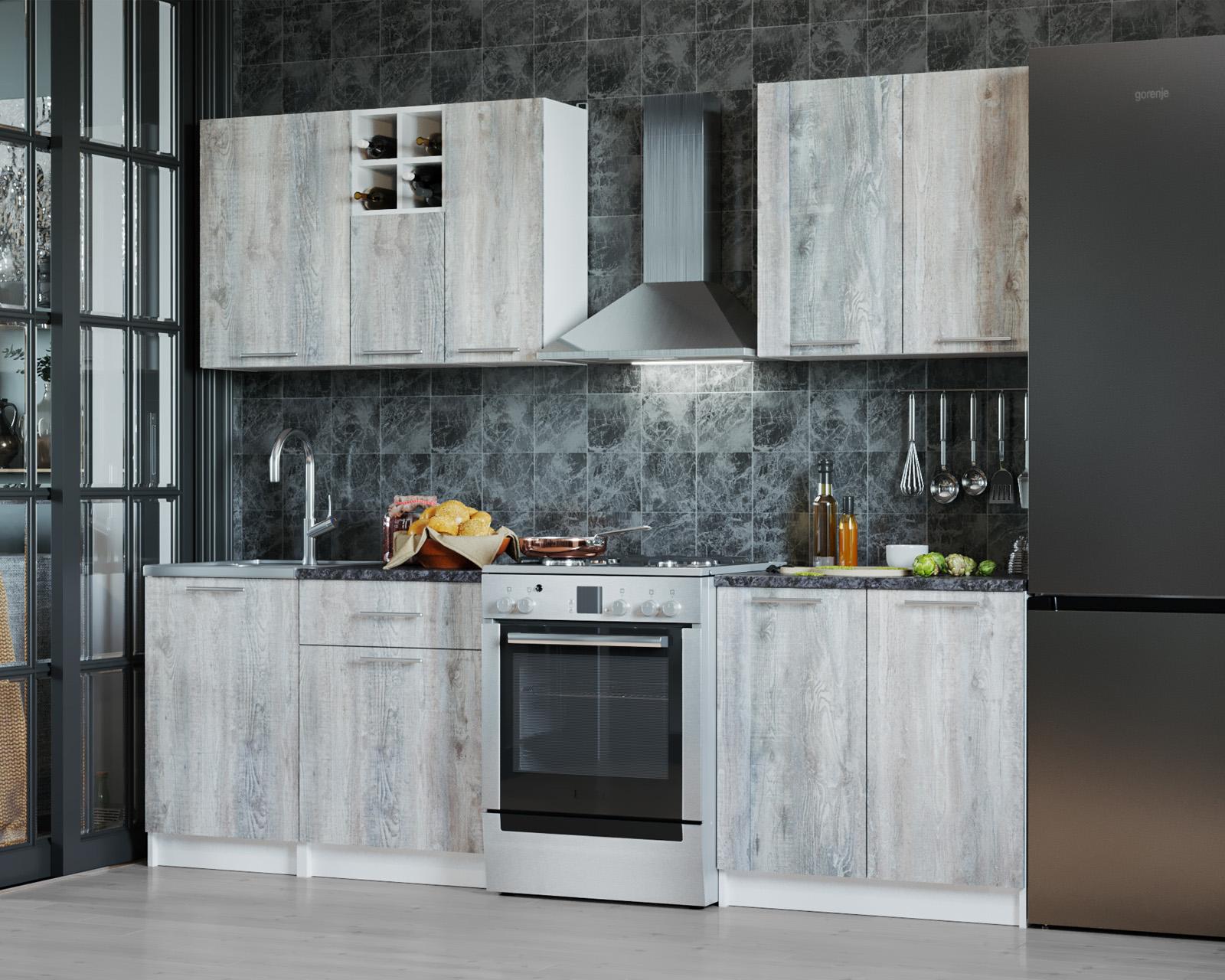 

Готовая кухня Mebel-Ars Глория 1,9 м бетон пайн темный