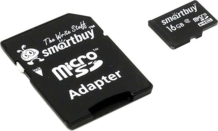 

Карта памяти Smart Buy microSDHC (Class 10) 16 Гб + SD адаптер (SB16GBSDCL10-01), Карта памяти SmartBuy microSDHC (Class 10) 16 Гб + SD адаптер SB16GBSDCL10-01