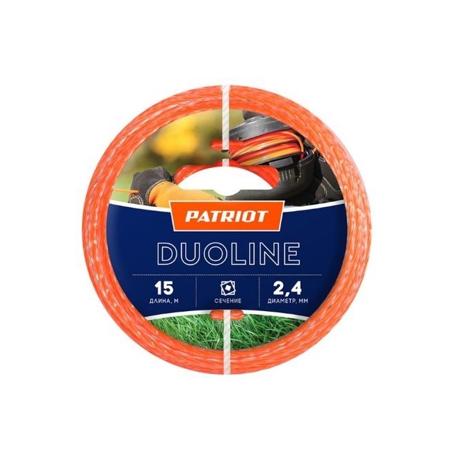 

Леска для триммера Patriot Roundline D 2.4 мм L 15 м круглая блистер, Roundline D 2.4 мм L 15 м круглая блистер