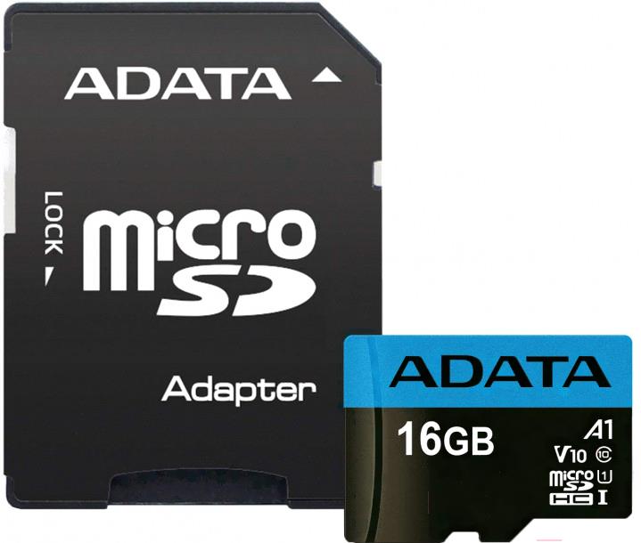 

Карта памяти A-data microSDHC UHS-I (Class 10 A1) 16 Гб + адаптер, microSDHC UHS-I Class 10 A1 16GB + адаптер