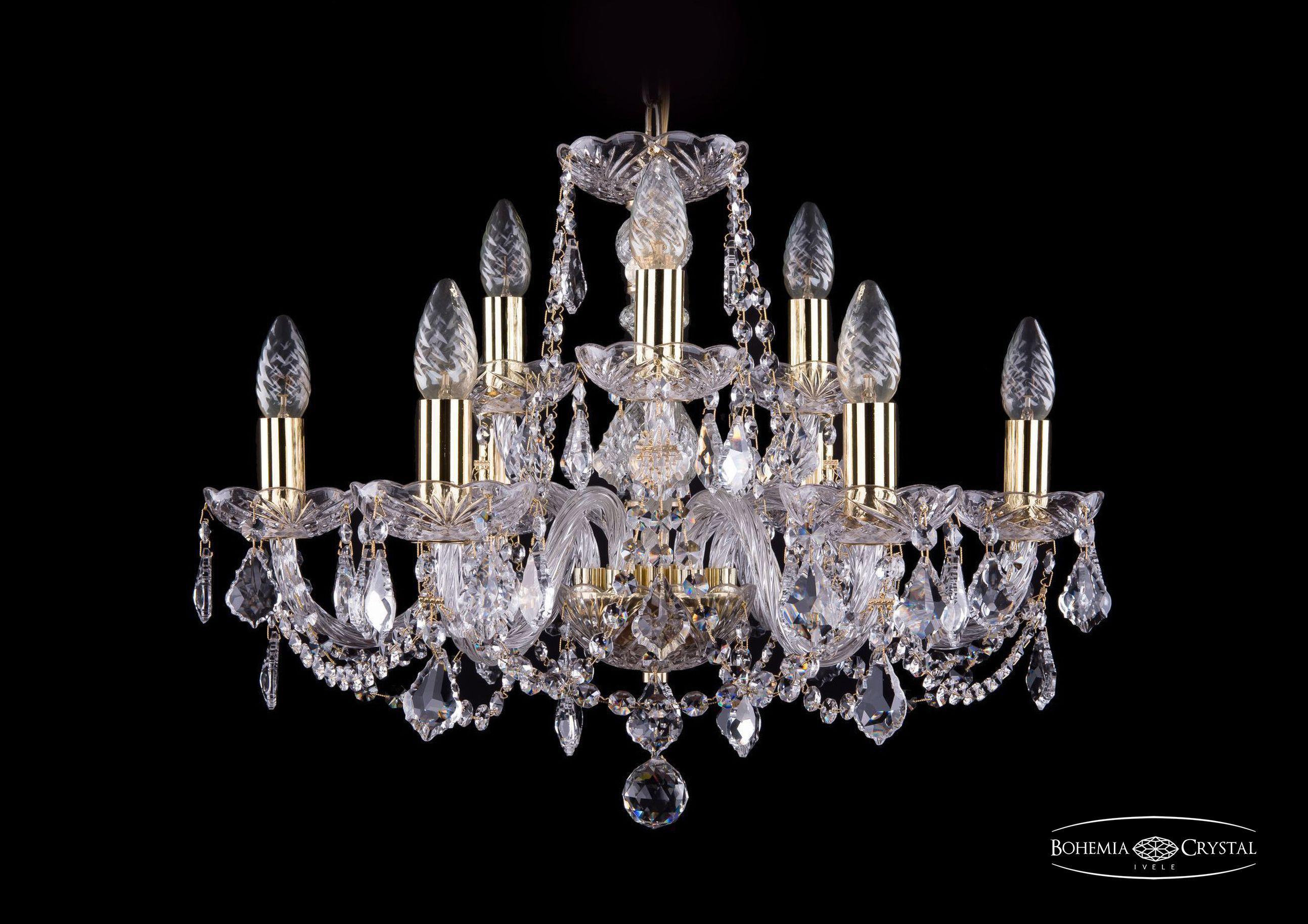 

Подвесная люстра Bohemia Ivele Crystal 1402/6+3/195/G/Leafs