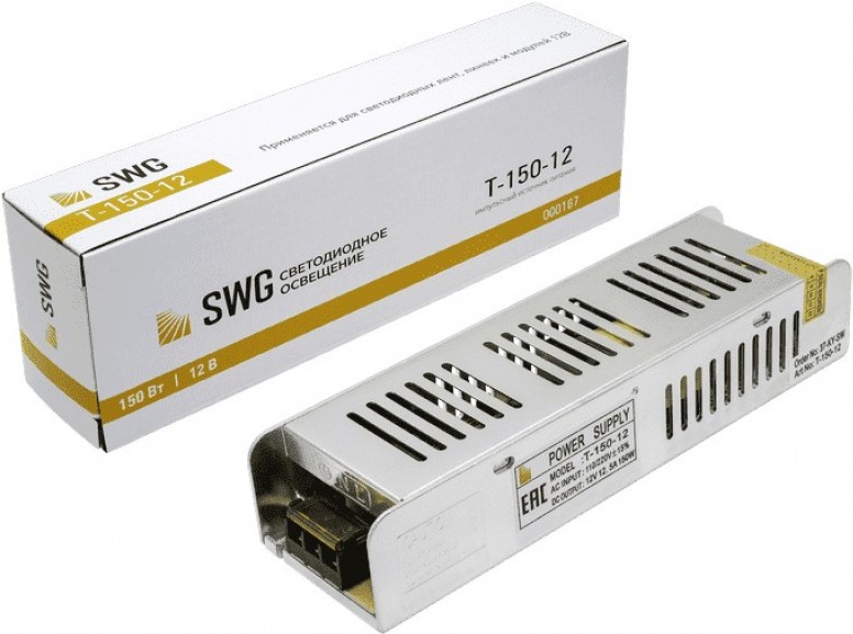 

SWG Блок питания компактный (узкий), 150 W, 12V [T-150-12], Блок питания SWG Блок питания компактный (узкий), 150 W, 12V T-150-12