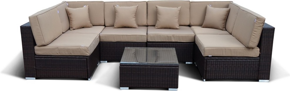 

Садовый диван Afina garden YR822D Brown/Beige [YR822D Brown/Beige], Комплект садовой мебели Afina garden YR822D Brown/Beige