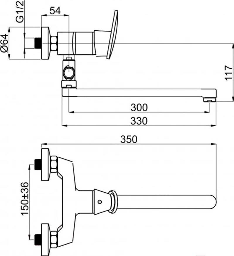 

Смеситель Rubineta Style-12/C [S2GK08], Style-12/C