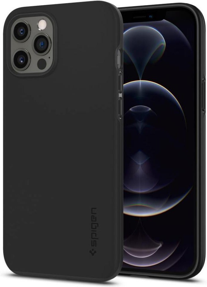 

Чехол для iPhone 12 Pro Max пластиковый тонкий Spigen Thin Fit черный
