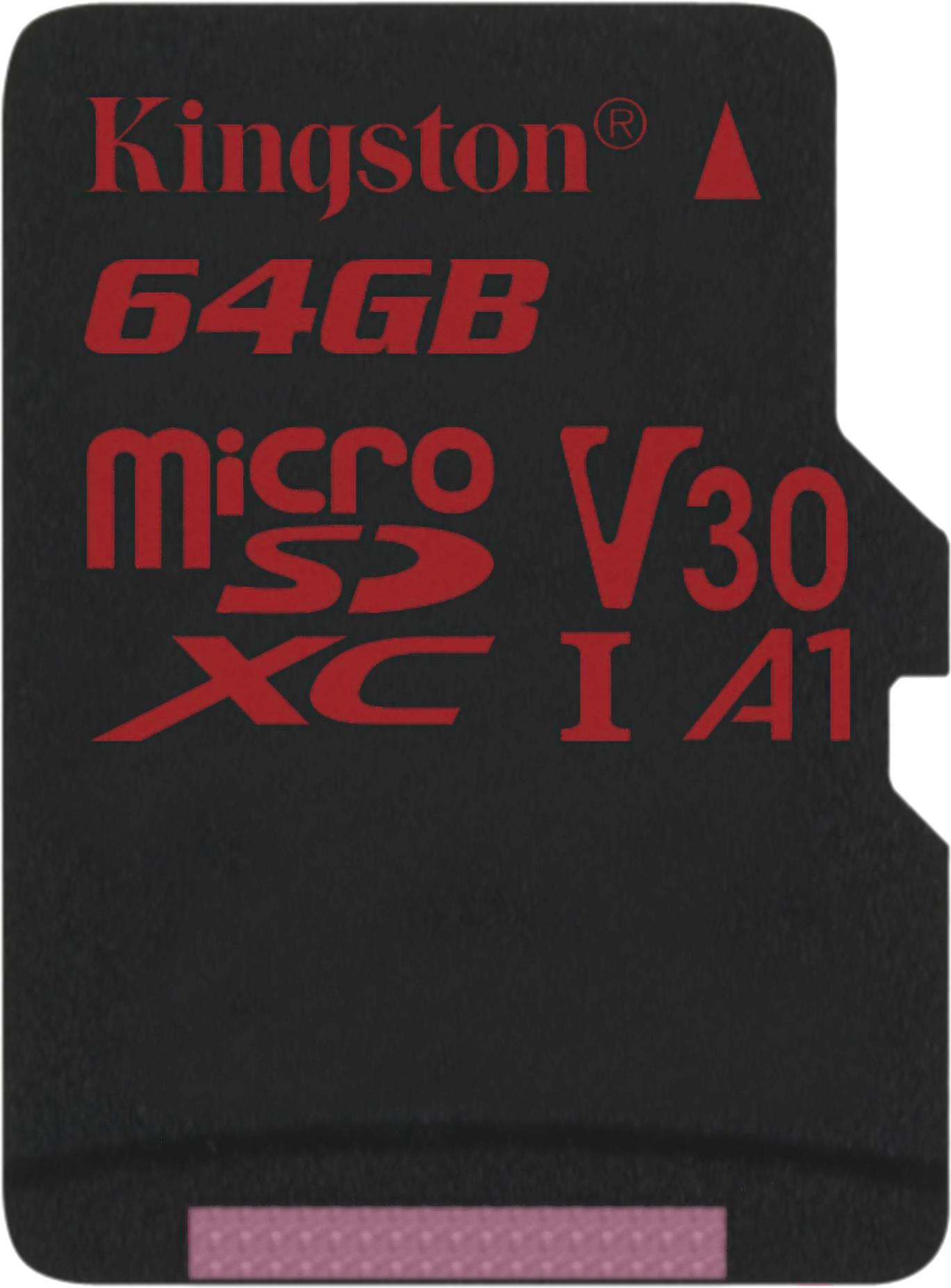 

Карта памяти Kingston microSDHC U3 UHS-I V30 64GB [SDCR/64GBSP], microSDHC U3 UHS-I V30 64GB