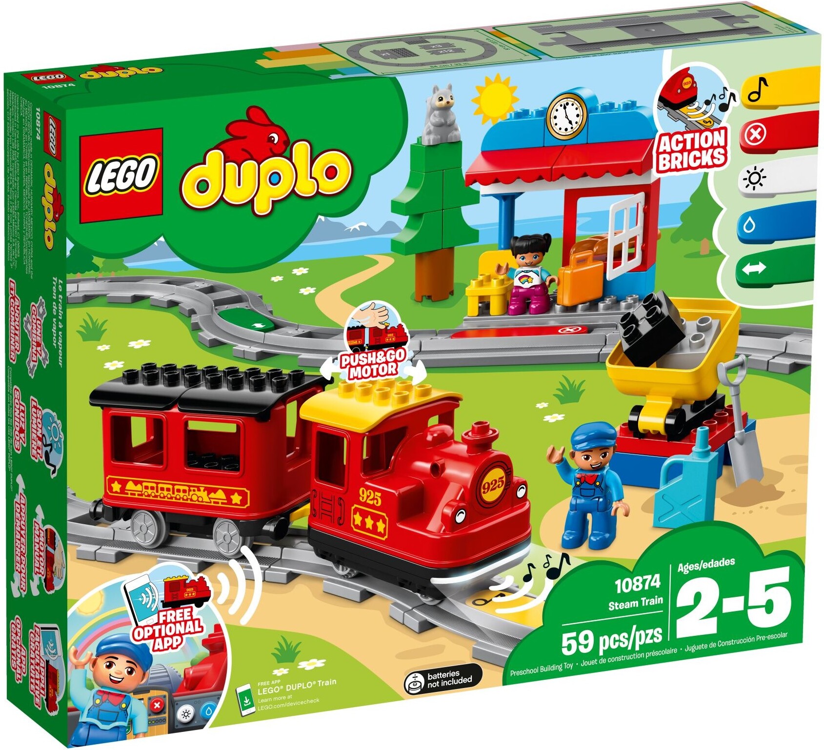 

Конструктор электромеханический Lego Duplo Паровоз Поезд на паровой тяге 10874, Конструктор LEGO Duplo Поезд на паровой тяге 10874