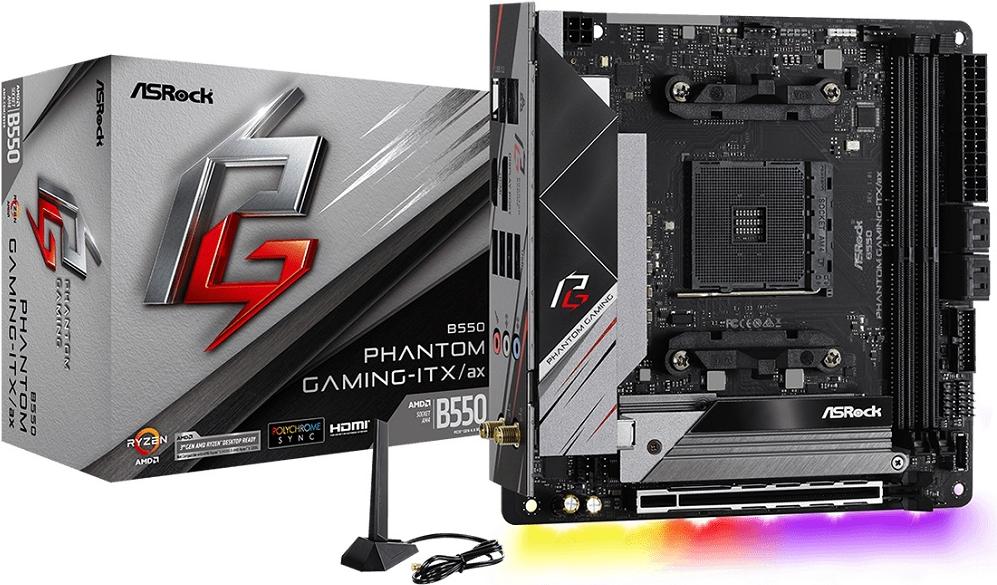 

Материнская плата ASRock B550 PHANTOM GAM-ITX/AX, B550 PHANTOM GAM-ITX/AX