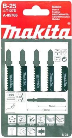 

Пилка для лобзика Makita по дереву с гвоздями В-25 5 шт [A-85765], по дереву с гвоздями В-25 5 шт