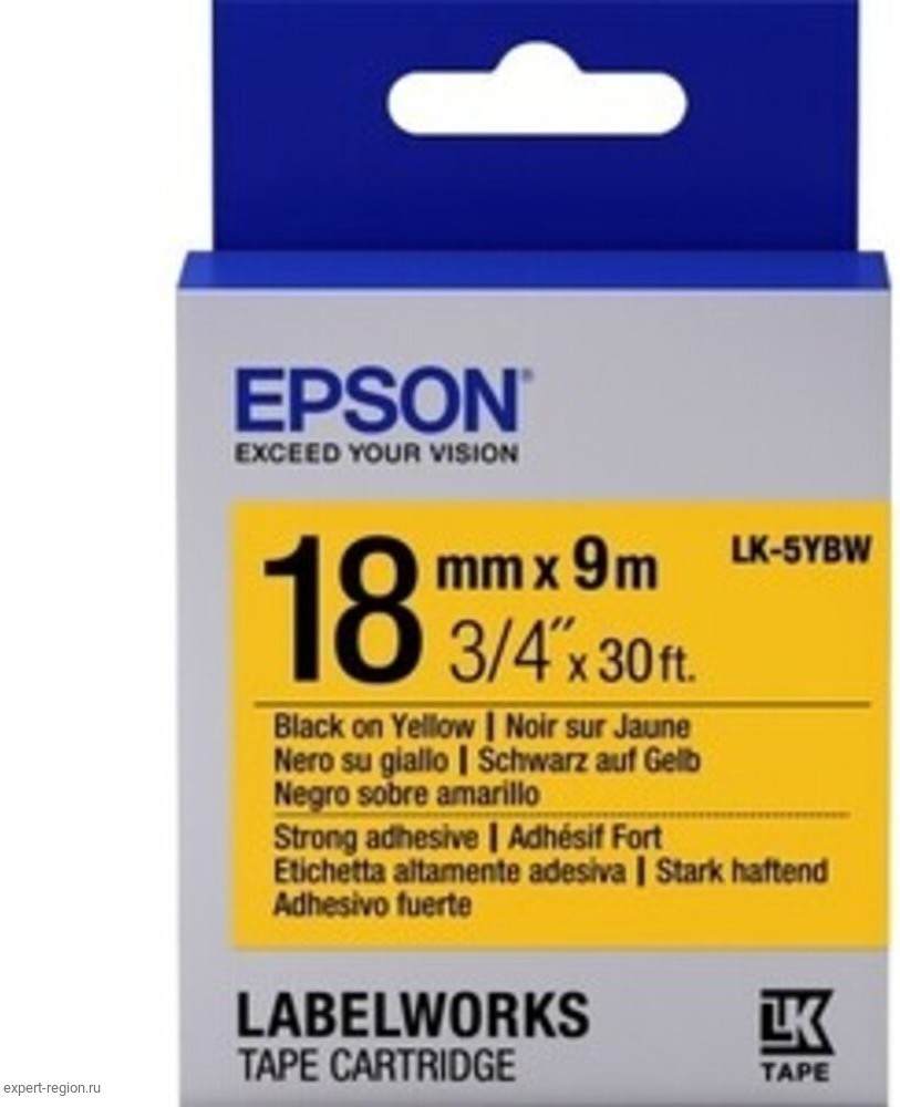 

Картридж-лента для термопринтера Epson C53S655010, Картридж Epson LK5YBW Strng adh 18/9 C53S655010 Black/Yellow