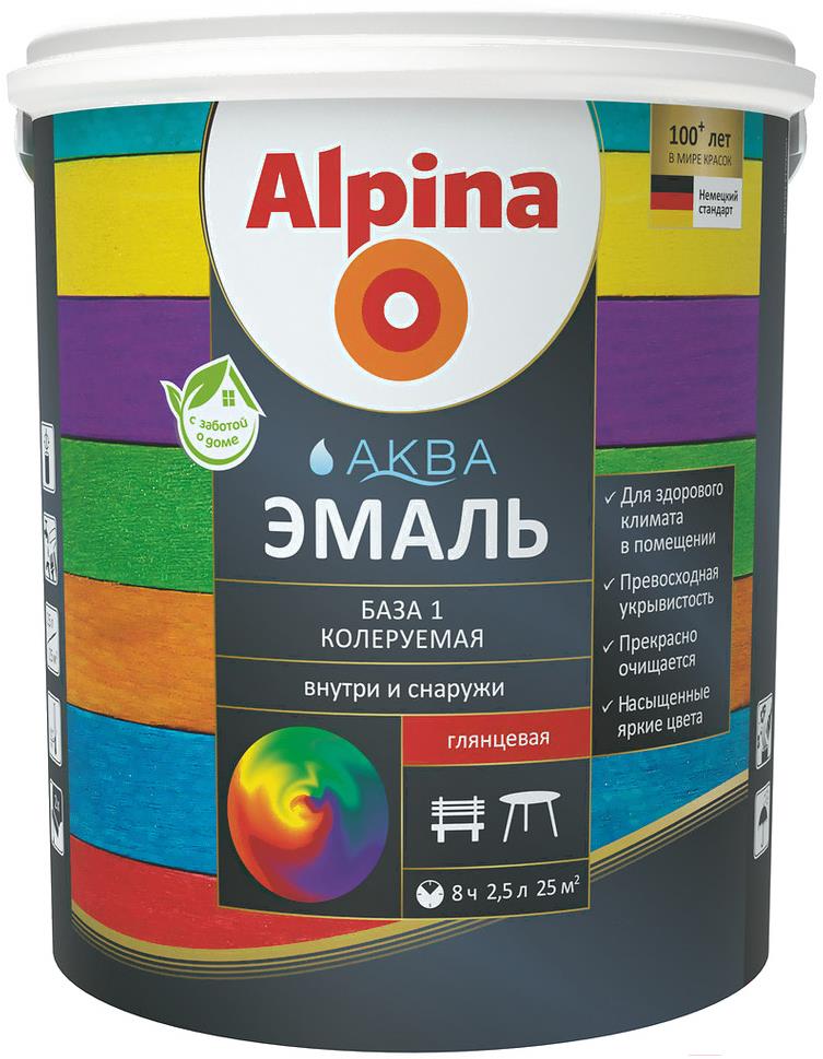 

Краска Alpina Аква колеруемая. База 1 2.5л шелковисто-матовый