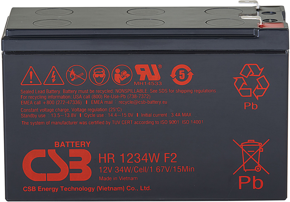 

Аккумулятор для ИБП CSB HR1234W F2 (12В/9 А ч), Аккумулятор CSB HR1234W F2