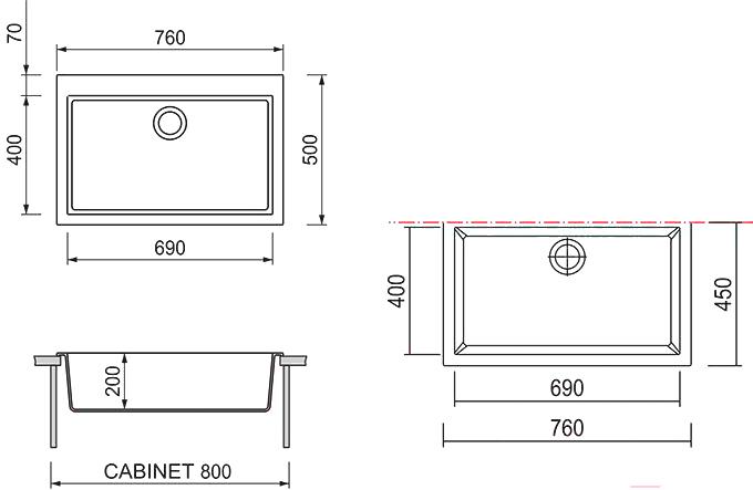 

Кухонная мойка Longran Cube CUG760.500 марон, Cube CUG760.500