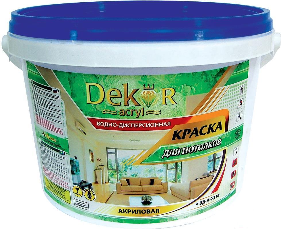 

Краска Dekor Краска ВД-АК 216 для интерьера 7кг белоснежный