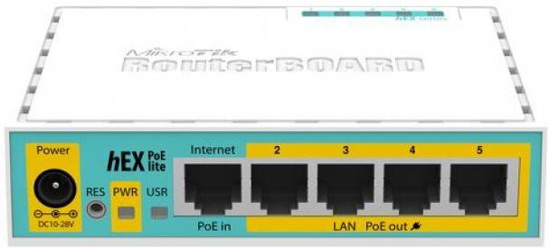 

Маршрутизатор Mikrotik hEX PoE lite [RB750UPr2], MikroTik Маршрутизатор (4UTP 10/100Mbps, 1WAN, USB, 1PoE)
