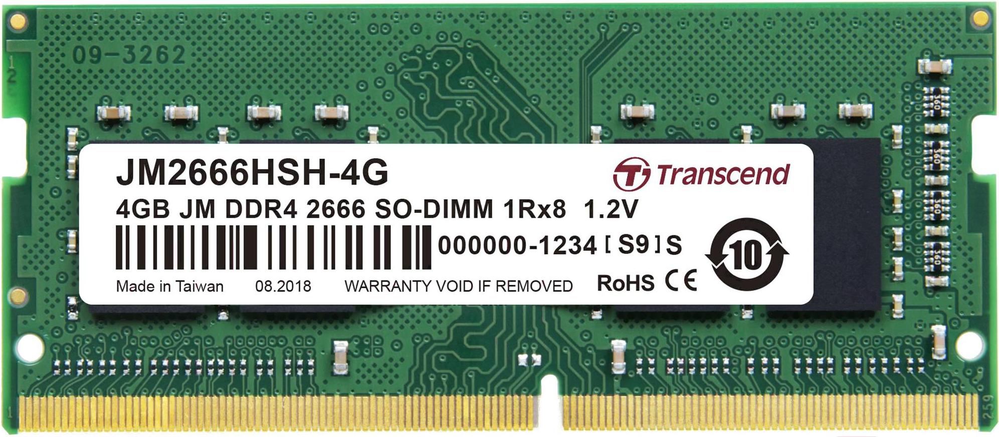 

Оперативная память Transcend Jetram JM2666HSH-4G, Оперативная память 4GB PC-21300 DDR4-2666 Transcend (JM2666HSH-4G) SODIMM CL19