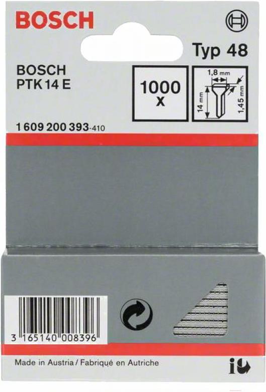 

Гвозди для степлера Bosch 1.609.200.393, Гвозди для PTK 14 E (-1000-)