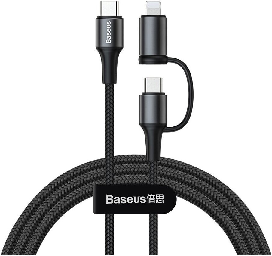 

Кабель для компьютера Baseus CATLYW-01, Кабель Baseus CATLYW-01 Twins 2 in 1 cable Type-C to Type-C 60W(20V/3A)+Lightning 10W(5V/2A) 1m Black (Baseus Twins 2 in 1 cable Type-C to Type-C 60W + iP 10W 1m Black (CATLYW-01))