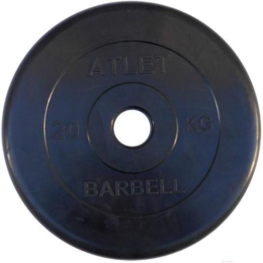 

Диск для штанги MB Barbell Atlet d51 мм 20 кг черный, Диск для штанги MB Barbell Atlet d51мм 20кг черный