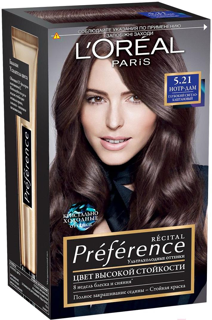 

Гель-краска для волос L'Oreal Paris Preference 5.21 Нотр-Дам (глубокий светло-каштановый), Preference 5.21 Нотр-Дам
