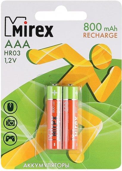 

Аккумуляторная батарейка Mirex HR03 AAA 800mAh 1,2V 2 шт, HR03 AAA 800mAh 1,2V 2 шт