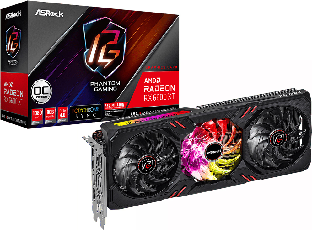 

Видеокарта ASRock D 8GB OC [RX6600XT PGD 8GO], Видеокарта ASRock Radeon RX 6600 XT Phantom Gaming D 8GB OC GDDR6 (RX6600XT PGD 8GO)