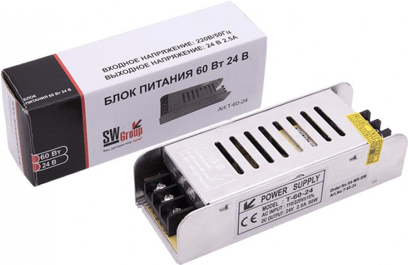 

SWG Блок питания компактный (узкий), 60 W, 24V [T-60-24], Блок питания SWG Блок питания компактный (узкий), 60 W, 24V T-60-24