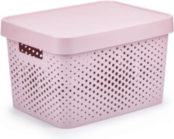 

Корзина для хранения Curver Infinity 17L + LID Dots розовый [04742-X51-00], Корзина Curver Infinity 17L + LID Dots 04742-X51-00 розовый