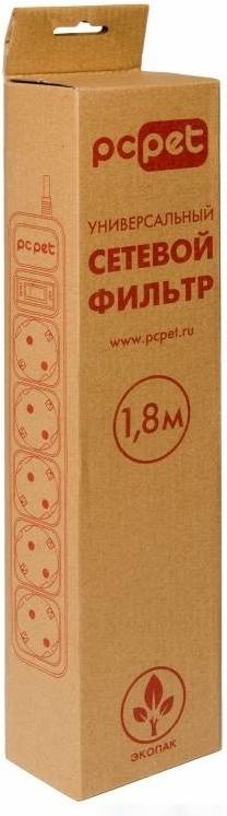 

Сетевой фильтр PC Pet AP01006-E-B, AP01006-E-BK 1.8м (5 розеток) (пакет ПЭ)