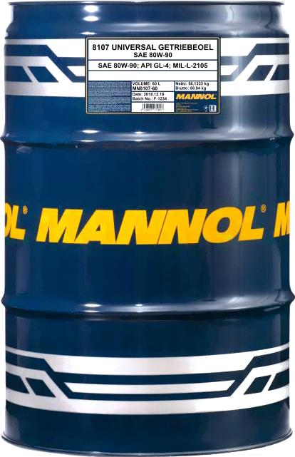 

Трансмиссионное масло Mannol Universal 80W90 GL-4 60л, Universal 80W90 GL-4 60л