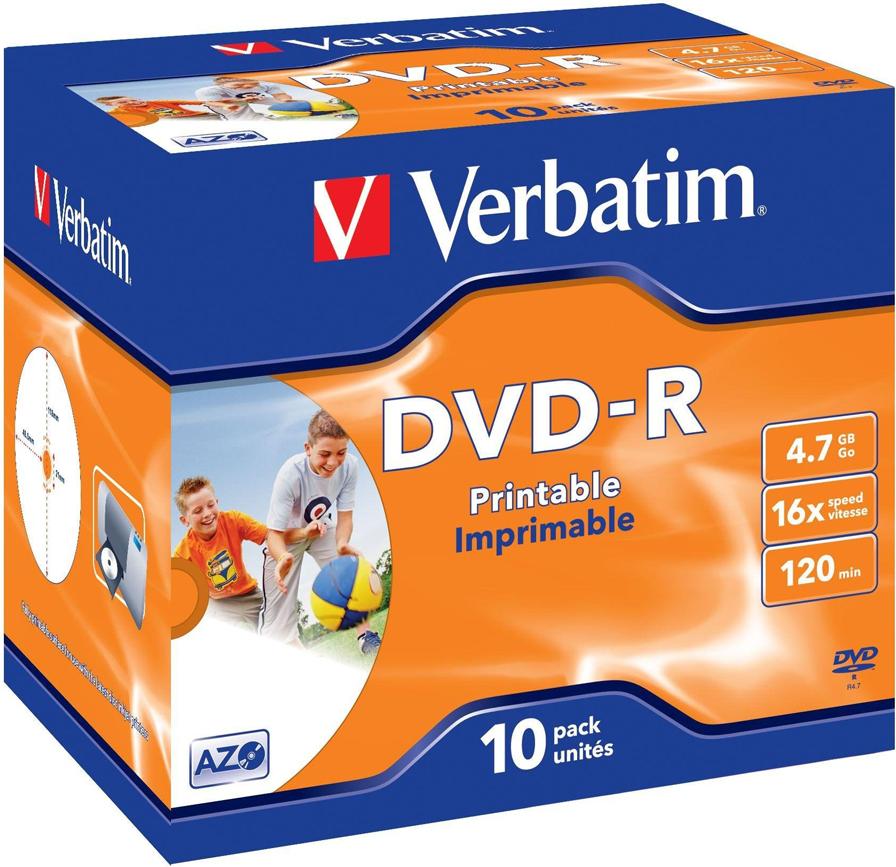 

Оптический диск Verbatim DVD-R 4.7Gb 16x Jewel case 10 шт [43521], DVD-R 4.7Gb 16x Jewel case 10 шт