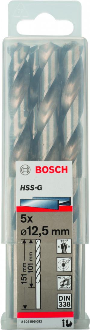 

Набор сверл Bosch 2.608.595.082 (5шт), HSS-G Standard 12.5мм по металлу