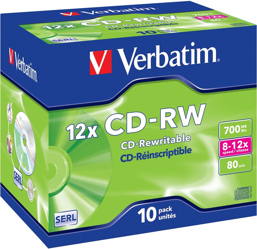 

Оптический диск Verbatim CD-RW 700Mb 12x 10 шт Jewel case [43148], Оптический диск Verbatim CD-RW 700Mb 12x 10 шт Jewel case 43148
