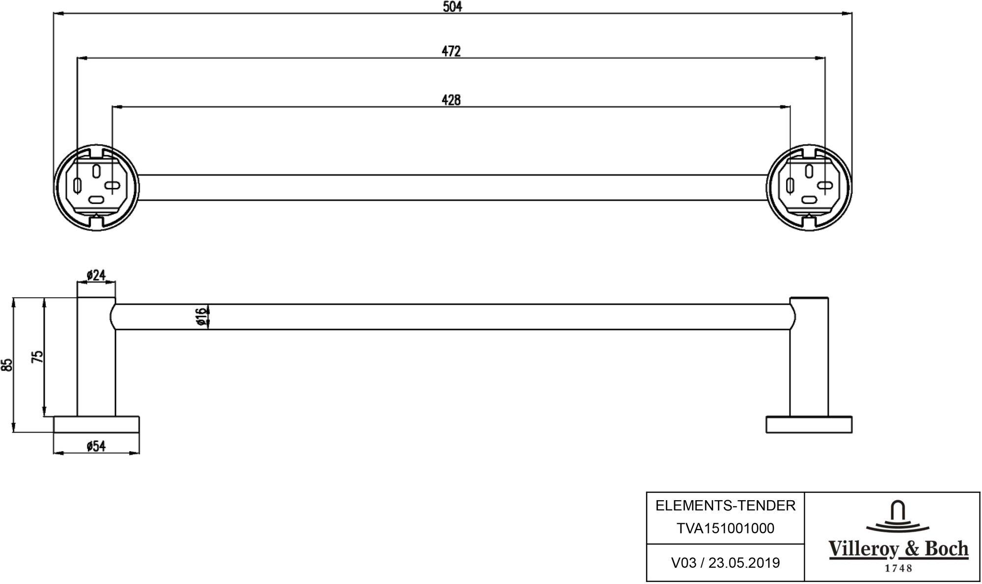 

Держатель полотенца Villeroy Boch Elements [TVA15100100061], Elements