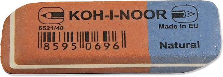 

Ластик Koh-i-Noor Blue Star 6521/40 каучук 57x19.5x8 мм скошенный красный/синий