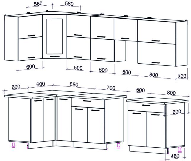 

Кухонный гарнитур Интерлиния Мила Gloss 50-12x29 яблоко/черный глянец, Мила Gloss 50-12x29
