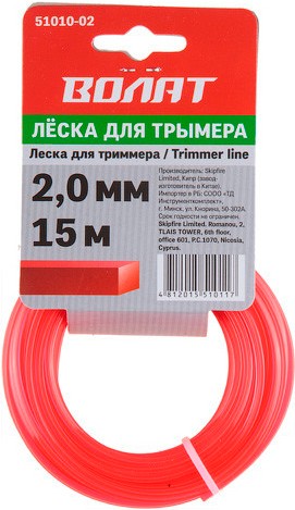 

Леска для триммера Волат Леска ф 2.0 х 15 м квадратное сечение [51010-02], Леска для триммера Волат Леска ф 2.0 х 15 м квадратное сечение 51010-02