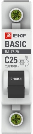 

Выключатель нагрузки EKF ВА 47-29 1P 25А C 4.5кА