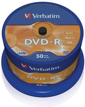 

Оптический диск Verbatim DVD-R 4.7Gb 16x Cake Box 50 шт [43548], Диск DVD-R Verbatim 4.7GB 16x Cake Box (43548)