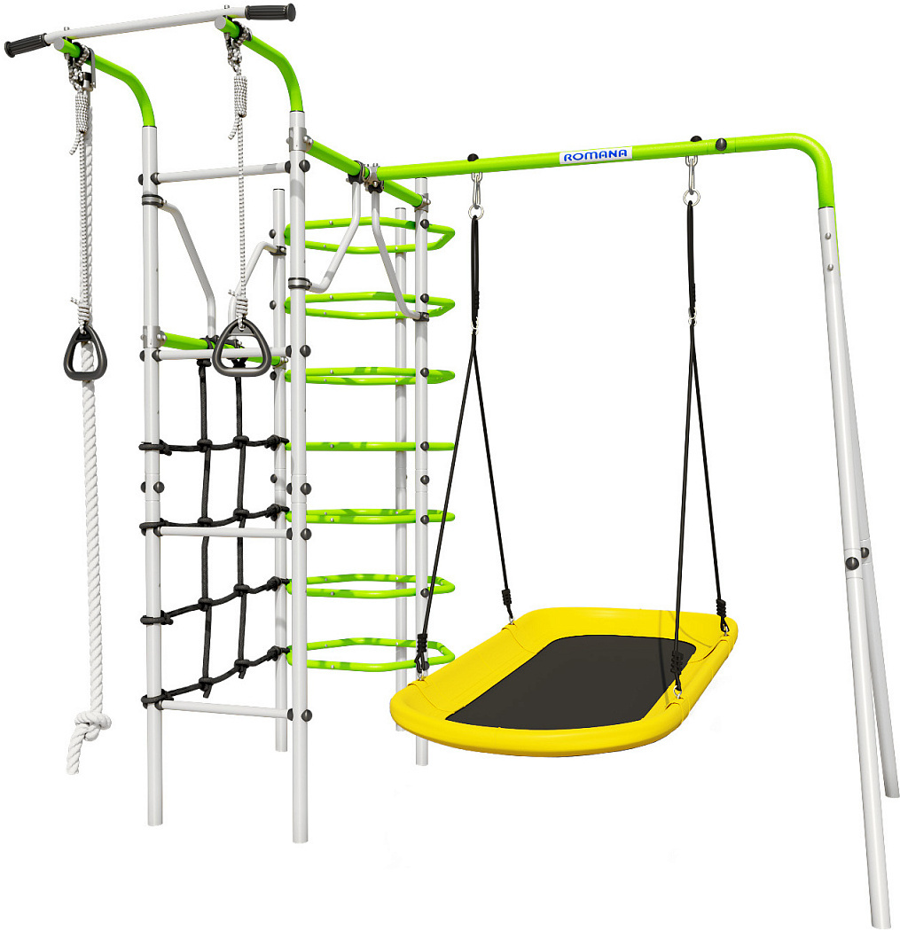 

Спортивно-игровой комплекс Romana Космос 103.21.05-01 белый/салатовый + качели гнездо Лодка 1.Д-26.08