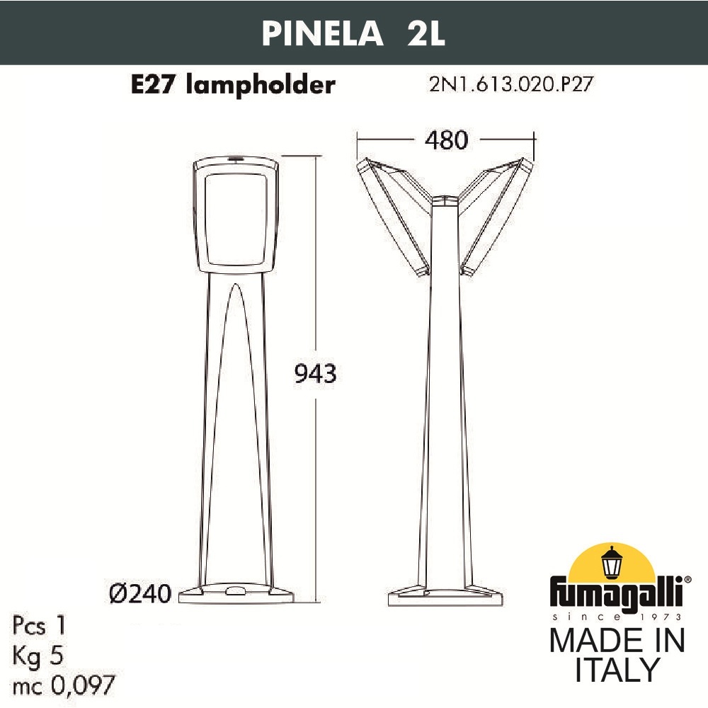 

Фонарь уличный Fumagalli 2N1.613.020.LYF1R
