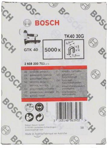 

Скобы для электростеплера Bosch TK40 30G 2608200703, для GTK TK40 30G 5000 штук (2608200703)