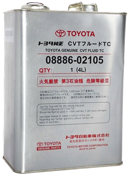 

Трансмиссионное масло Toyota CVT Fluid TC 4л [0888602105], CVT Fluid TC 4л