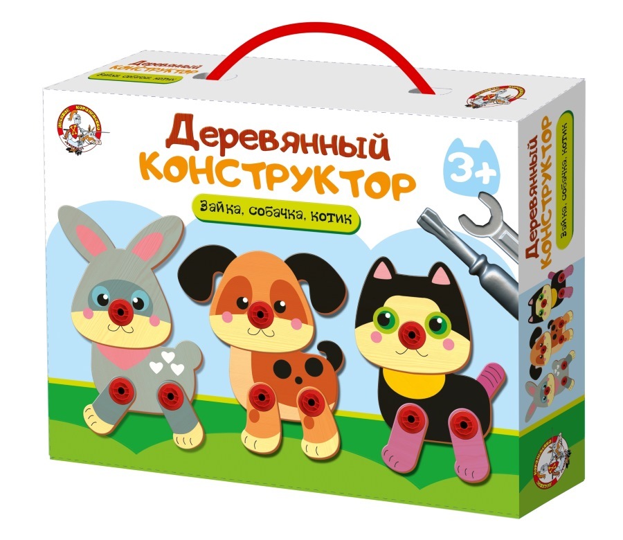 

Конструктор Десятое королевство деревянный Зайка, собачка, котик [02857], Зайка, собачка, котик
