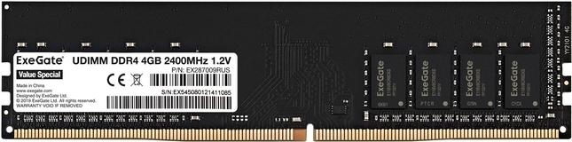 

Оперативная память ExeGate Value Special DIMM DDR4 4GB PC4-19200 2400MHz [EX287009RUS], Value Special DIMM DDR4 4GB PC4-19200 2400MHz