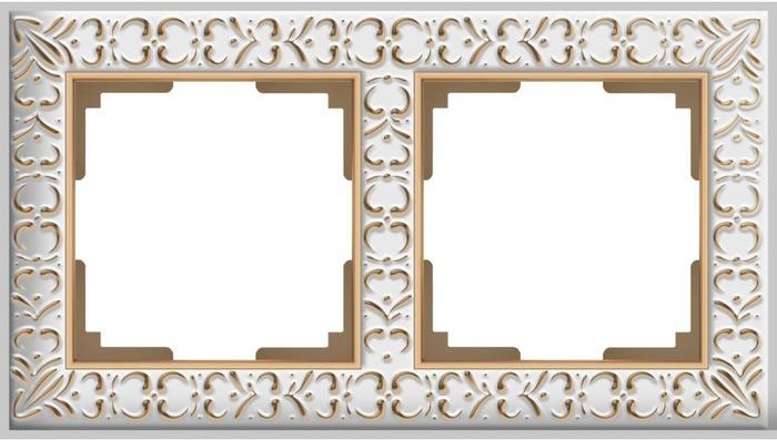 

Рамка для выключателя и розетки Werkel Antik 2 поста WL07-Frame-02 белое золото [a036749], Antik 2 поста WL07-Frame-02