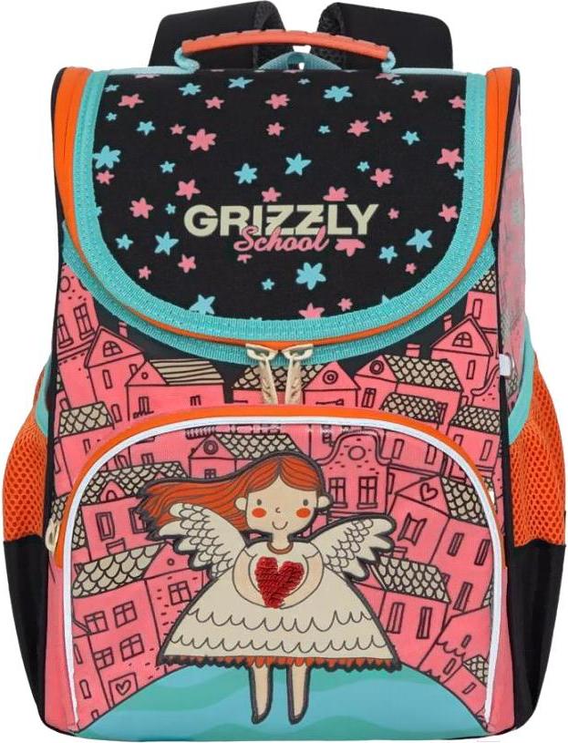 

Школьный рюкзак Grizzly RAm-084-4 розовый/черный, RAm-084-4